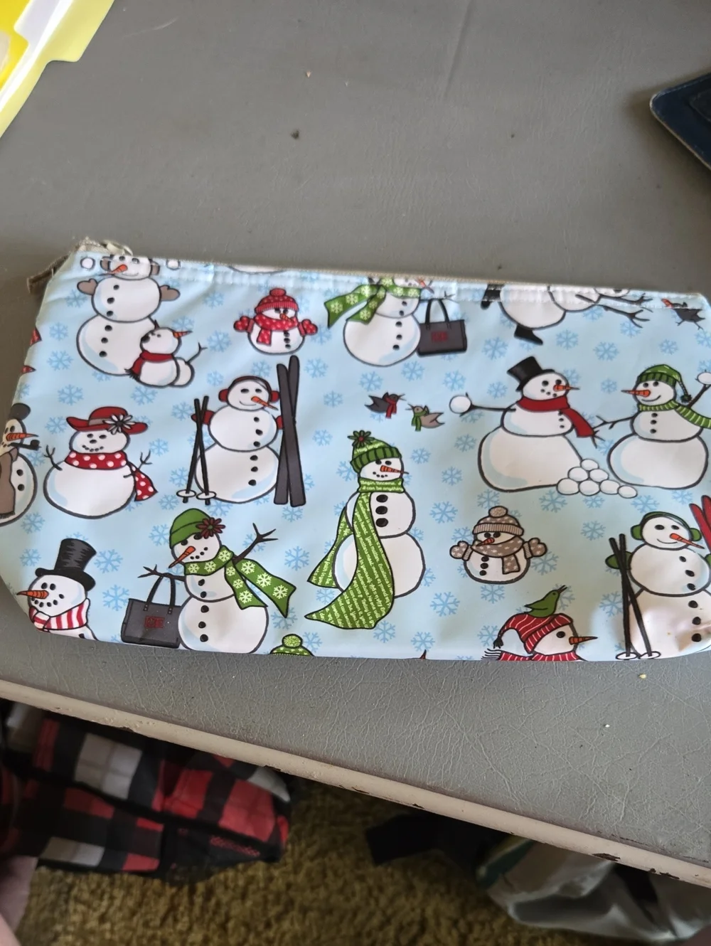 thirty-one Light Blue Snowman Print Thermal Bag with Taupe Logo Patch